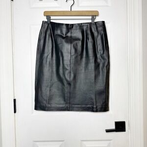 Chadwicks of Boston 100% Leather Black Pencil‎ Skirt Size 6 Career Classic